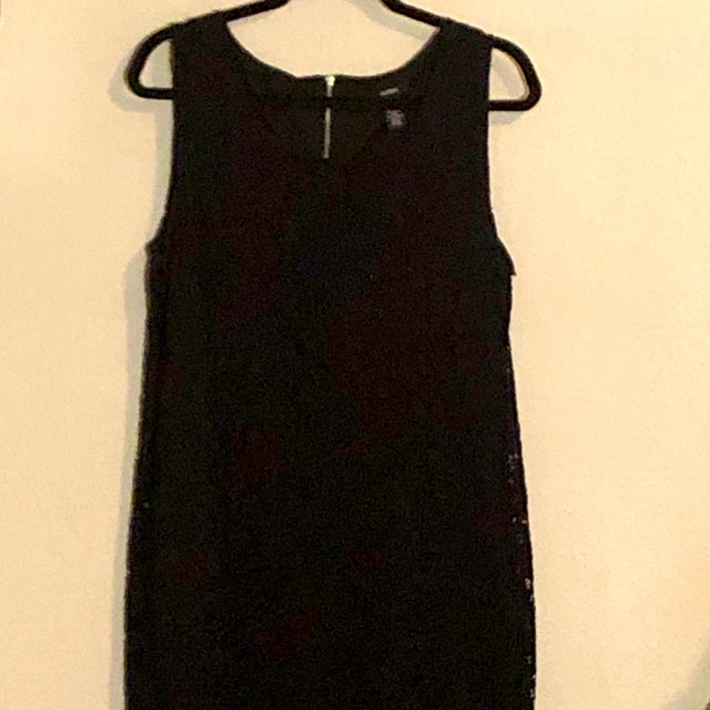 Just below the knee black lace formal dress